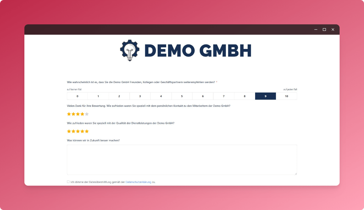 Beispiel für Kundenfeedback-Befragung