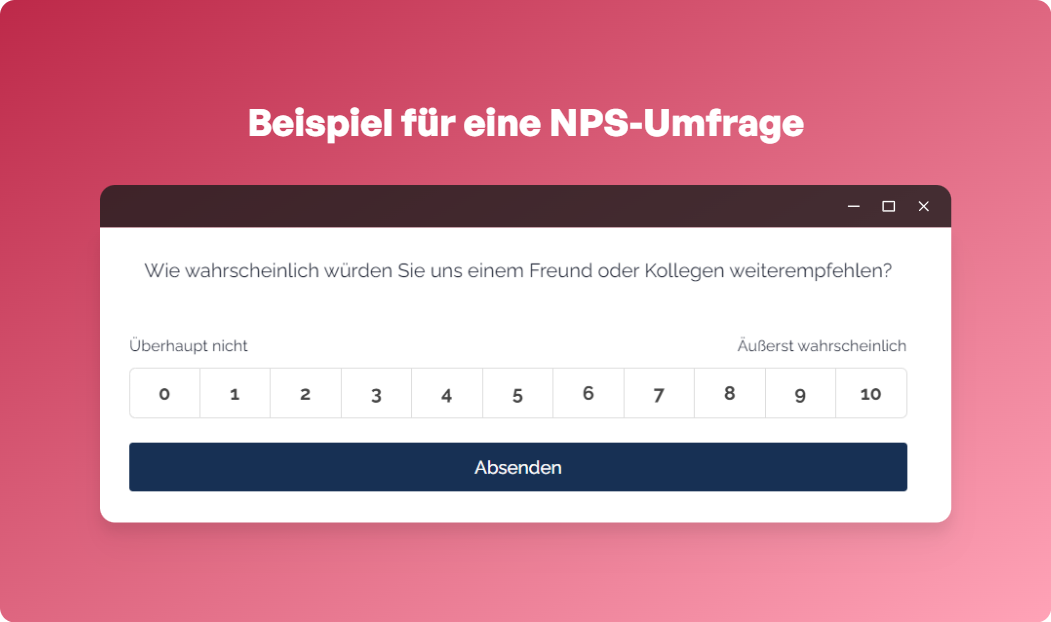 Beispiel für eine Net Promoter Score (NPS) Umfrage